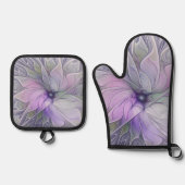 Stunning Beauty Modern Abstract Fractal Art Flower 鍋つかみ&鍋敷きセット (正面)