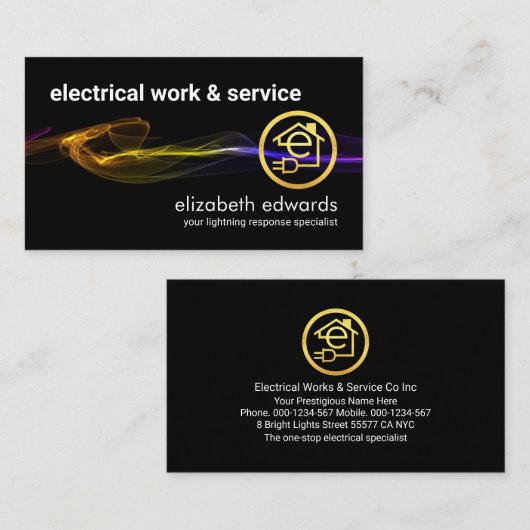 Stunning Black Striking Electrical Lightning 名刺 (正面/裏面)