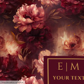 Stunning Blush Burgundy Gold Floral Watercolor フリースブランケット