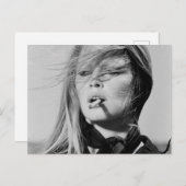 Stunning Brigitte Bardot B&W Portrait Postcard ポストカード (正面/裏面)