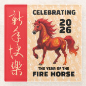 Stunning Chinese Year of the Fire Horse 2026 ガラスコースター (正面)