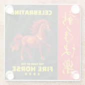 Stunning Chinese Year of the Fire Horse 2026 ガラスコースター (裏面)