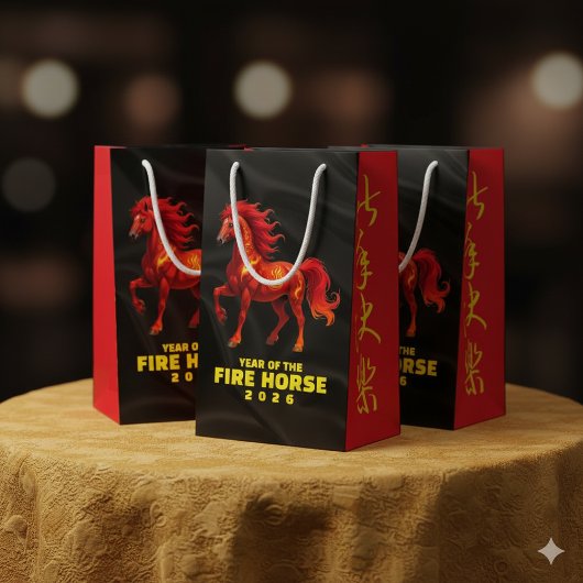 Stunning Chinese Year of the Fire Horse 2026 スモールペーパーバッグ