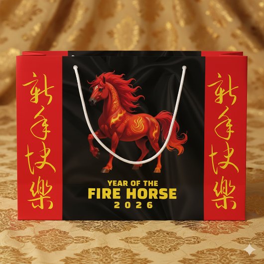 Stunning Chinese Year of the Fire Horse 2026 ラージペーパーバッグ