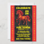 Stunning Chinese Year of the Fire Horse 2026 招待状 (正面)