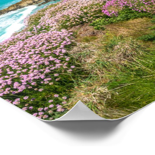 Stunning coastal scenery Newquay beach Cornwall UK ポスター (角)