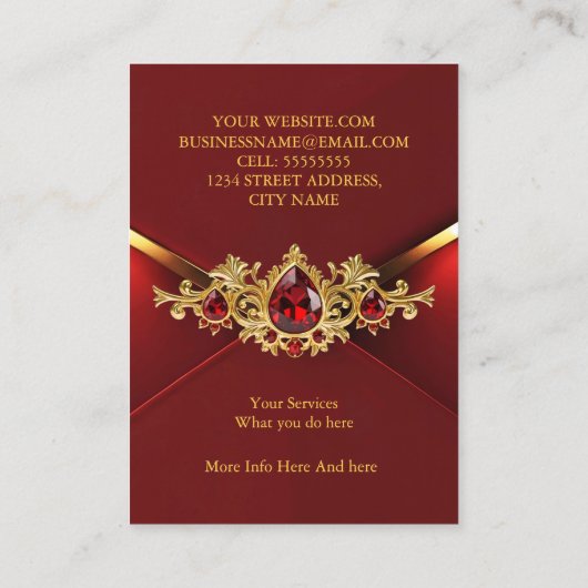 Stunning Elegant Regal Red Gold Jewels Gems 名刺 (裏面)