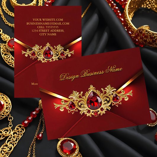 Stunning Elegant Regal Red Gold Jewels Gems 名刺