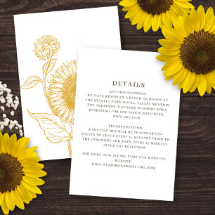 Stunning Elegant Sunflowers Autumn Wedding エンクロージャーカード