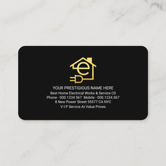 Stunning Fast Lightning Strike Electrician Service 名刺 (裏面)