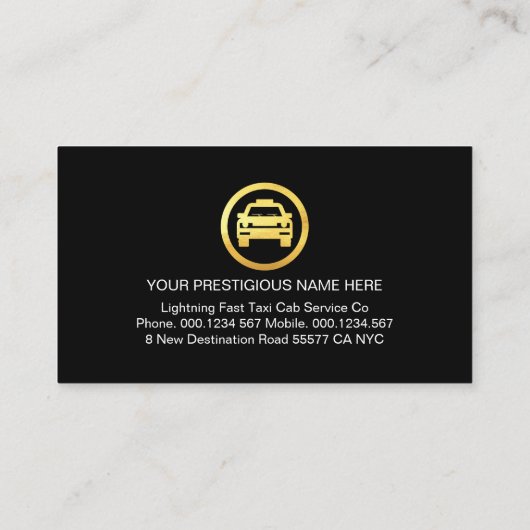 Stunning Fast Lightning Taxi Service 名刺 (裏面)