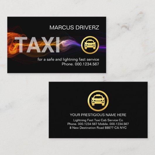 Stunning Fast Lightning Taxi Service 名刺 (正面/裏面)