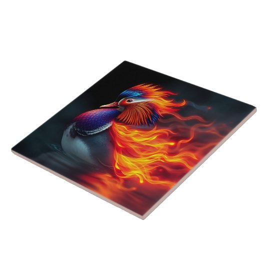 Stunning Flame-boyant Firebird Hot Mandarin Duck タイル (側面)