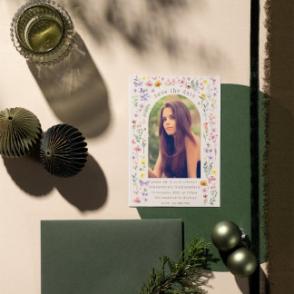 Stunning Floral Arch Quinceañera Custom Photo 招待状