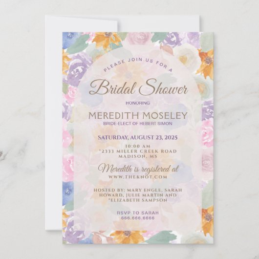 Stunning Flower-Themed Bridal Shower Invite 招待状 (正面)