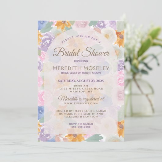Stunning Flower-Themed Bridal Shower Invite 招待状 (スタンド正面)