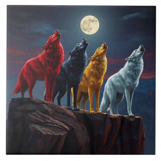 Stunning Four Wolves, One Midnight Desert Howl タイル (正面)