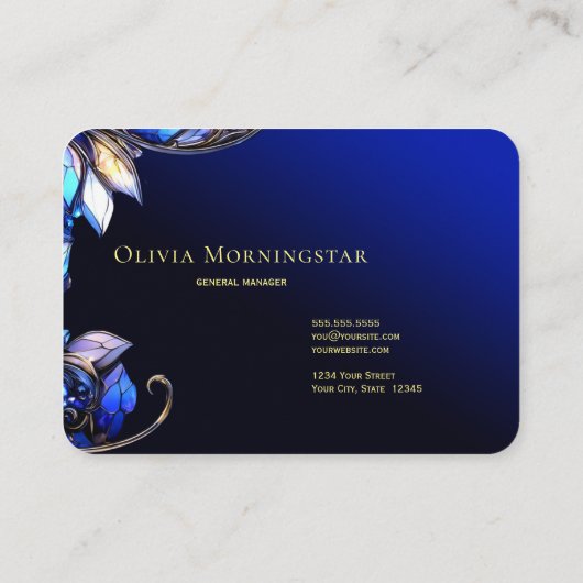 Stunning Gold and Blue Stain Glass  名刺 (裏面)