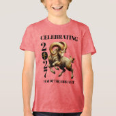 Stunning Gold Chinese Year of Fire Goat 2027 トライブレンドＴシャツ (正面)