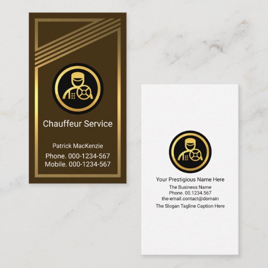Stunning Gold Stripes Frame Chauffeur 名刺 (正面/裏面)