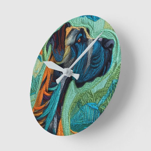 Stunning Great dane  ラウンド壁時計 (傾斜)