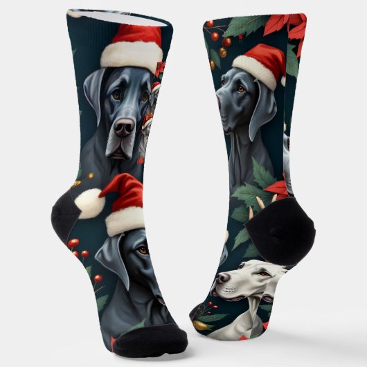 Stunning Great Dane Christmas  ソックス (傾斜あり)