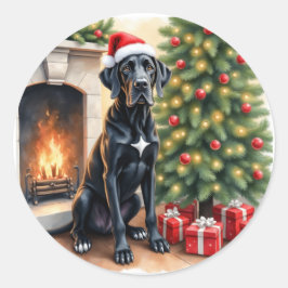 Stunning Great Dane Christmas  ラウンドシール