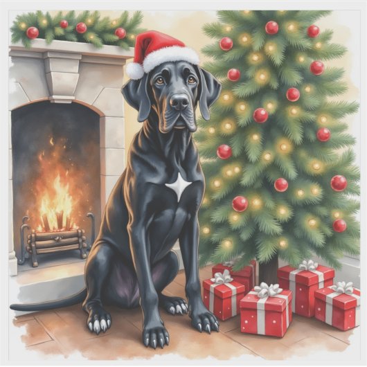 Stunning Great Dane Christmas sticker シール (正面)