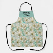 Stunning Green Luxury Pearl Floral Kitchen  エプロン (正面)