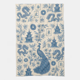 Stunning Mahjong Toile Kitchen Towel キッチンタオル