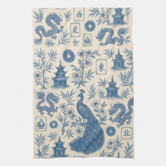 Stunning Mahjong Toile Kitchen Towel キッチンタオル