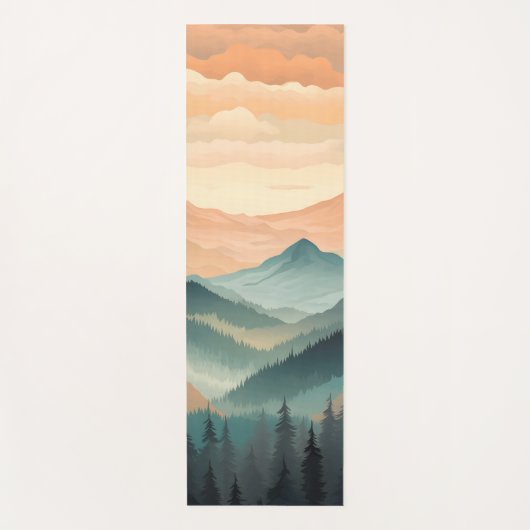 Stunning Mountain Tree Sunset Pattern, Poster Art ヨガマット (正面)