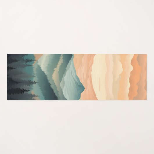 Stunning Mountain Tree Sunset Pattern, Poster Art ヨガマット (正面(横))