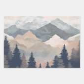 Stunning Mountain Tree Sunset Pattern, Poster Art ラッピングペーパーシート (正面3)