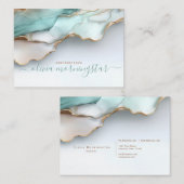 Stunning Opalescent Teal Gold Fluid Alcohol Ink 名刺 (正面/裏面)