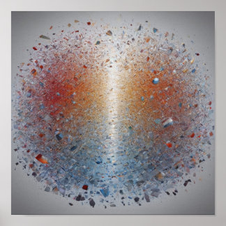 Stunning Orange Blue Nebula Galaxy Space Poster  ポスター