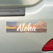 Stunning Orange Maui Sunset Aloha バンパーステッカー (車上)