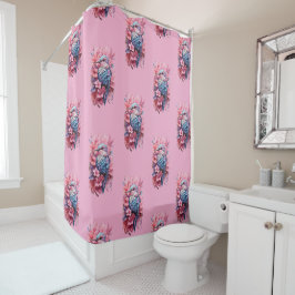 Stunning Pastel Hummingbird Floral シャワーカーテン