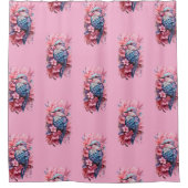 Stunning Pastel Hummingbird Floral シャワーカーテン (正面)