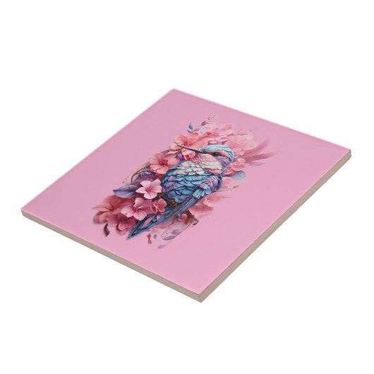 Stunning Pastel Hummingbird Floral タイル (側面)