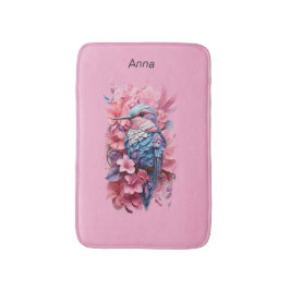 Stunning Pastel Hummingbird Floral バスマット