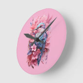 Stunning Pastel Hummingbird Floral ラウンド壁時計 (傾斜)