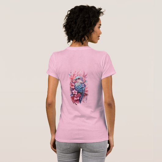 Stunning Pastel Hummingbird Floral Tシャツ (裏面フル)