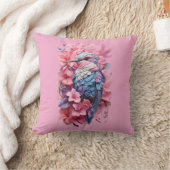 Stunning Pastel Hummingbird Floral Throw Pillow クッション (ブランケット)