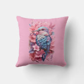 Stunning Pastel Hummingbird Floral Throw Pillow クッション (裏面)