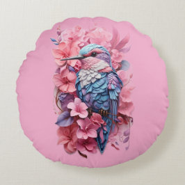Stunning Pastel Hummingbird Floral Throw Pillow ラウンドクッション
