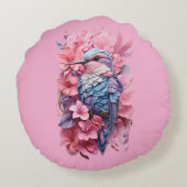 Stunning Pastel Hummingbird Floral Throw Pillow ラウンドクッション (裏面)