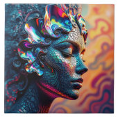 Stunning Paua Rainbow Abalone Sea Siren Mermaid タイル (正面)