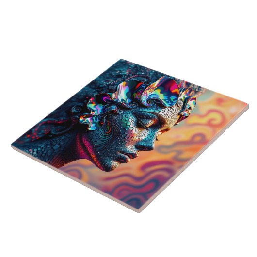 Stunning Paua Rainbow Abalone Sea Siren Mermaid タイル (側面)