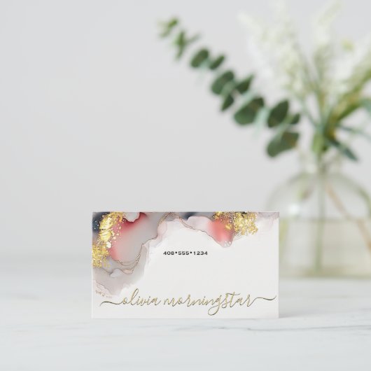 Stunning Pink Blush Ultra Liquid Alcohol Ink 名刺 (スタンド正面)